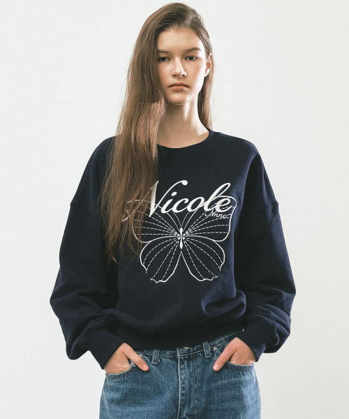NICK&NICOLE(ニックアンドニコール)の「NICOLE バタフライ スウェットシャツ ネイビー/ホワイト(スウェット・レディース・ネイビー・FREE)」の2枚目の写真