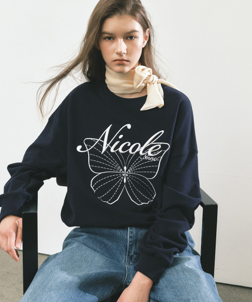 NICK&NICOLE(ニックアンドニコール)の「NICOLE バタフライ スウェットシャツ ネイビー/ホワイト(スウェット・レディース・ネイビー・FREE)」の3枚目の写真