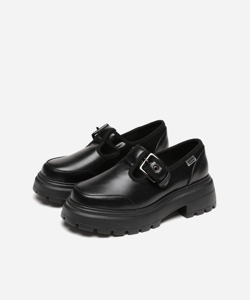 MAC MOC(マックモック)の「HYFER プラットフォームシューズ モールドソール Tストラップローファー (5.5cm)(その他シューズ・レディース・ブラック・22.5cm/23.5cm/23cm/24.5cm/24cm/25cm)」の1枚目の写真