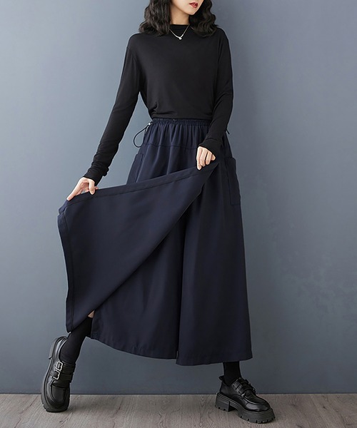 Doux Belle(ドゥーベル)の「ラップ風ポケット付きワイドパンツ・スカーチョ(スカート・レディース・ネイビー/ブラック・X-LARGE/LARGE/XX-LARGE)」の7枚目の写真