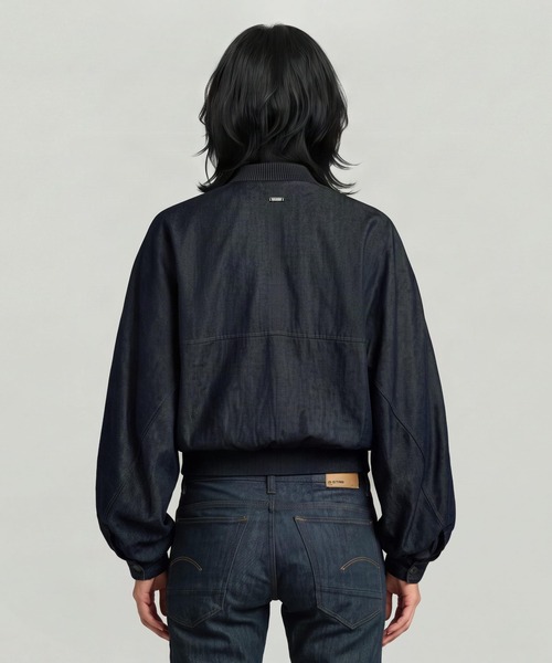G-STAR（ジースター）の「Souvenir Bomber/ライトウェイトデニムクロップドボンバージャケット（ブルゾン・レディース・ダークインディゴブルー・X-SMALL）」の2枚目の写真