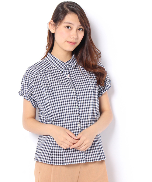 Discoat Parisien（ディスコートパリシアン）の「ギンガムチェック袖ねじりシャツ（シャツ/ブラウス・レディース・ブラック/カーキ/ネイビー・LARGE/MEDIUM）」の3枚目の写真