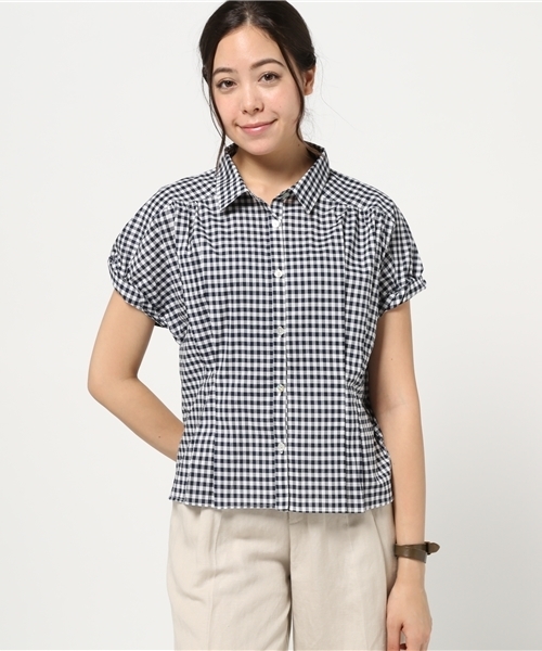 Discoat Parisien（ディスコートパリシアン）の「ギンガムチェック袖ねじりシャツ（シャツ/ブラウス・レディース・ブラック/カーキ/ネイビー・LARGE/MEDIUM）」の13枚目の写真