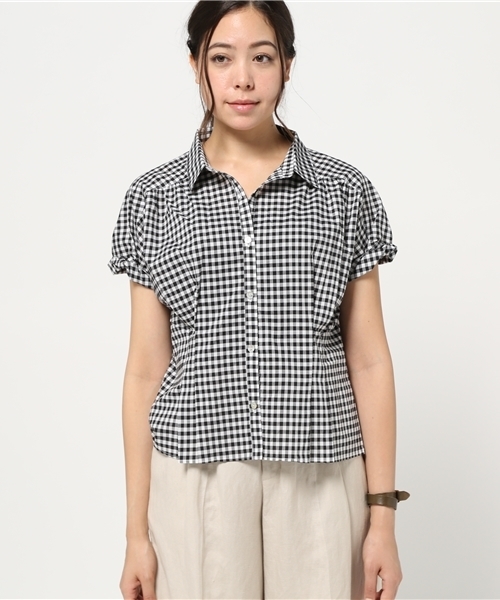 Discoat Parisien（ディスコートパリシアン）の「ギンガムチェック袖ねじりシャツ（シャツ/ブラウス・レディース・ブラック/カーキ/ネイビー・LARGE/MEDIUM）」の10枚目の写真