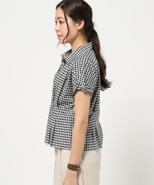 Discoat Parisien（ディスコートパリシアン）の「ギンガムチェック袖ねじりシャツ（シャツ/ブラウス・レディース・ブラック/カーキ/ネイビー・LARGE/MEDIUM）」の4枚目の写真