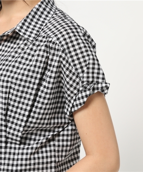 Discoat Parisien（ディスコートパリシアン）の「ギンガムチェック袖ねじりシャツ（シャツ/ブラウス・レディース・ブラック/カーキ/ネイビー・LARGE/MEDIUM）」の7枚目の写真