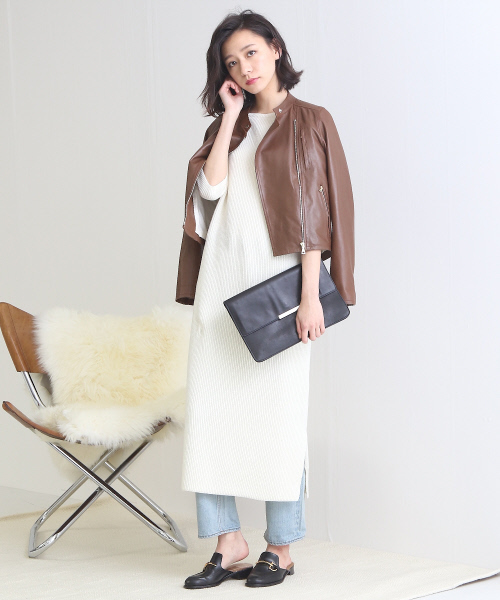 Abahouse Devinette(ドゥヴィネット)の「ダブルラムライダースブルゾン【GINGER 2017年11月号 P.62掲載】(ライダースジャケット・レディース・ブラック/ブラウン/ピンク系その他/その他/キャメル・1/2/36/38)」の9枚目の写真