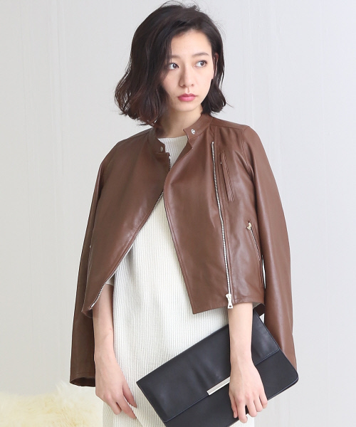 Abahouse Devinette(ドゥヴィネット)の「ダブルラムライダースブルゾン【GINGER 2017年11月号 P.62掲載】(ライダースジャケット・レディース・ブラック/ブラウン/ピンク系その他/その他/キャメル・1/2/36/38)」の12枚目の写真