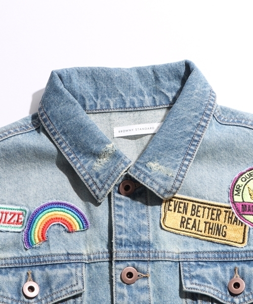 WEGO（ウィゴー）の「WEGO/パッチクラッシュデニムジャケット（デニムジャケット・レディース・ブルー系その他・FREE）」の4枚目の写真