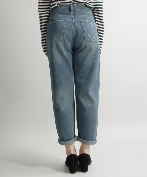 WEGO（ウィゴー）の「WEGO/クラッシュマムジーンズ（デニムパンツ・レディース・インディゴブルー/ライトインディゴブルー/スミクロ・MEDIUM/LARGE）」の6枚目の写真