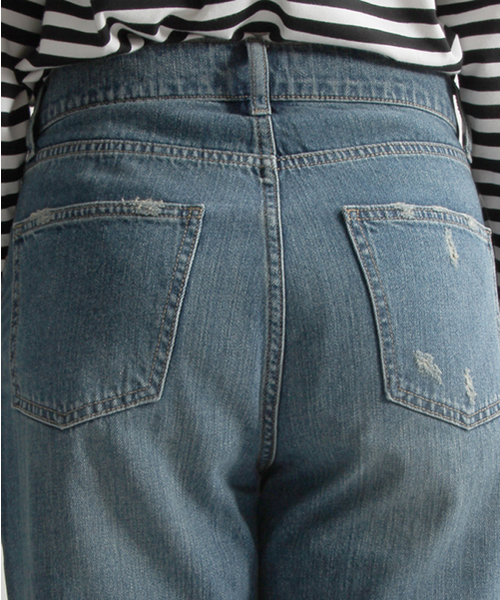 WEGO（ウィゴー）の「WEGO/クラッシュマムジーンズ（デニムパンツ・レディース・インディゴブルー/ライトインディゴブルー/スミクロ・MEDIUM/LARGE）」の8枚目の写真