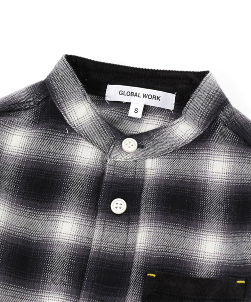 GLOBAL WORK（グローバルワーク）の「【キッズ】フランネルバンドカラーシャツ/727250（シャツ/ブラウス・キッズ・ブラック/ネイビー・SMALL/LARGE/X-LARGE/MEDIUM）」の4枚目の写真
