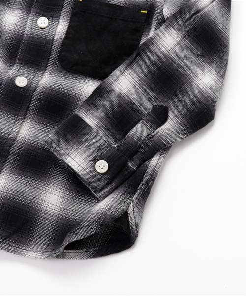 GLOBAL WORK（グローバルワーク）の「【キッズ】フランネルバンドカラーシャツ/727250（シャツ/ブラウス・キッズ・ブラック/ネイビー・SMALL/LARGE/X-LARGE/MEDIUM）」の6枚目の写真