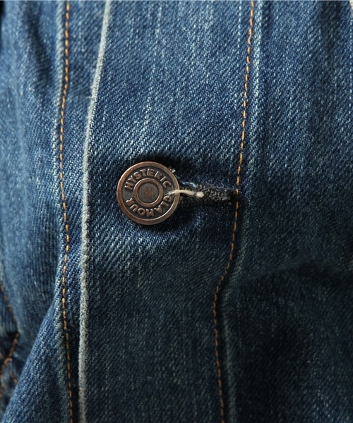 HYSTERIC GLAMOUR（ヒステリックグラマー）の「USED加工Sデニム ロッカーズGジャン（デニムジャケット・メンズ・インディゴブルー/ブラック・SMALL/MEDIUM/LARGE/X-LARGE）」の10枚目の写真