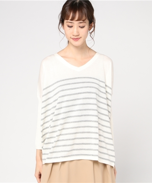 LBC（エルビーシー）の「袖リブ長袖プルオーバー（ニット/セーター・レディース・オフホワイト/グレー/ブルー・LARGE/MEDIUM）」の7枚目の写真