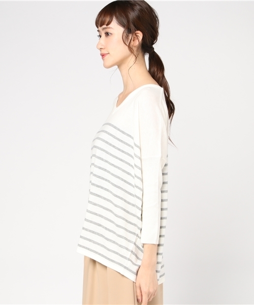 LBC（エルビーシー）の「袖リブ長袖プルオーバー（ニット/セーター・レディース・オフホワイト/グレー/ブルー・LARGE/MEDIUM）」の8枚目の写真