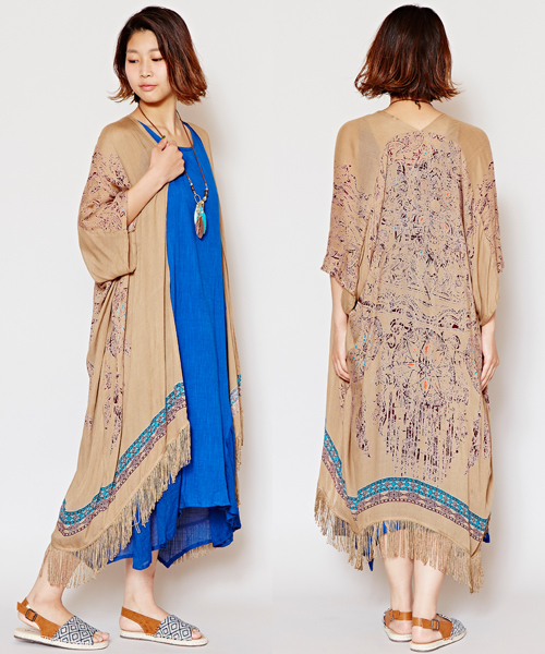 チャイハネ（チャイハネ）の「【チャイハネ】フリンジロングカーディガン（カーディガン/ボレロ・レディース・ホワイト×ブルー/ブラック/ホワイト/ベージュ/マルチ/ホワイト系その他/ブラック×ピンク/ベージュ系その他/ブルー系その他/ホワイト系その他2/レッド/ブラック×ブルー/ベージュ系その他2・FREE）」の8枚目の写真