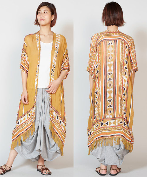 チャイハネ（チャイハネ）の「【チャイハネ】フリンジロングカーディガン（カーディガン/ボレロ・レディース・ホワイト×ブルー/ブラック/ホワイト/ベージュ/マルチ/ホワイト系その他/ブラック×ピンク/ベージュ系その他/ブルー系その他/ホワイト系その他2/レッド/ブラック×ブルー/ベージュ系その他2・FREE）」の10枚目の写真