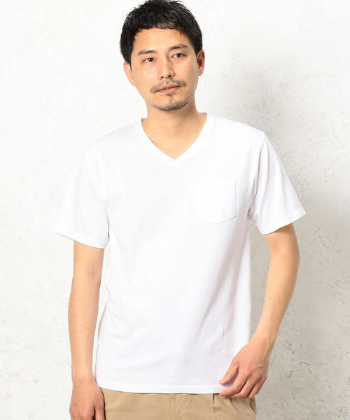 green label relaxing（グリーンレーベルリラクシング）の「BC GLR SLD Vネック ポケット SS Tシャツ ◆（Tシャツ/カットソー・メンズ・ホワイト/ライトピンク/ネイビー・MEDIUM/LARGE/X-LARGE/SMALL）」の6枚目の写真