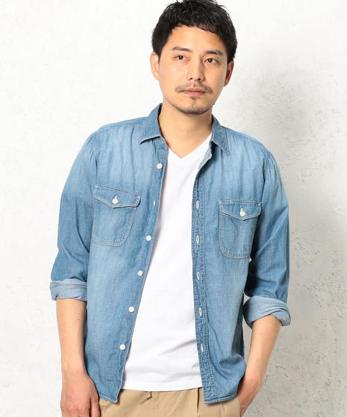 green label relaxing（グリーンレーベルリラクシング）の「BC GLR SLD Vネック ポケット SS Tシャツ ◆（Tシャツ/カットソー・メンズ・ホワイト/ライトピンク/ネイビー・MEDIUM/LARGE/X-LARGE/SMALL）」の7枚目の写真