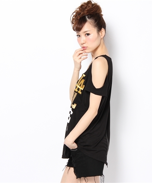 LB-03(エルビー・ゼロスリー)の「ZIPTシャツ(Tシャツ/カットソー・レディース・ブラック系/ホワイト系3/ホワイト系/パープル系・FREE)」の5枚目の写真