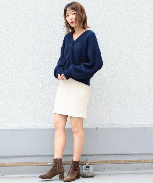 Another Edition（アナザーエディション）の「アンゴラVネックカーディガン（カーディガン/ボレロ・レディース・ベージュ/ピンク/ネイビー・FREE）」の12枚目の写真