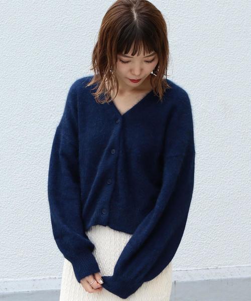 Another Edition（アナザーエディション）の「アンゴラVネックカーディガン（カーディガン/ボレロ・レディース・ベージュ/ピンク/ネイビー・FREE）」の16枚目の写真