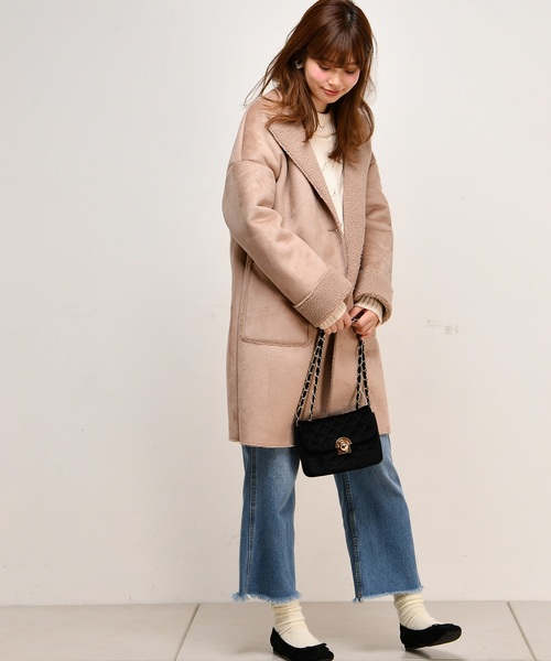 LINEA F MODELLE XL ムートンコート ベージュ ○フェイクムートンコート/MAJESTIC LEGON(マジェスティックレゴン