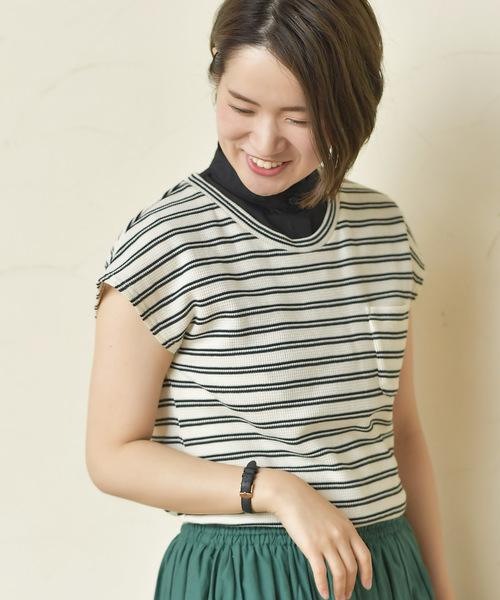 rps（アールピーエス）の「ポケット付きワッフル半袖Ｔ（Tシャツ/カットソー・レディース・ブラック/オフホワイト/杢グレー/ホワイト系その他2/ホワイト系その他3/ブラック系その他2・M）」の3枚目の写真