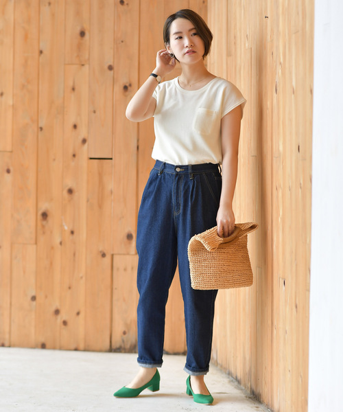 rps（アールピーエス）の「ポケット付きワッフル半袖Ｔ（Tシャツ/カットソー・レディース・ブラック/オフホワイト/杢グレー/ホワイト系その他2/ホワイト系その他3/ブラック系その他2・M）」の8枚目の写真