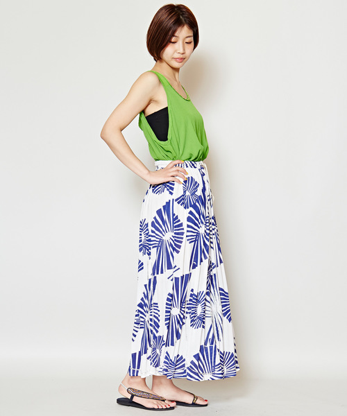 チャイハネ(チャイハネ)の「【チャイハネ】yul 箔プリントスパンコール刺繍ロングスカート(スカート・レディース・ホワイト/ピンク/ターコイズブルー/オレンジ/グリーン・FREE)」の12枚目の写真