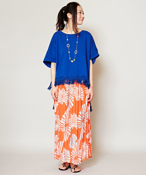 チャイハネ(チャイハネ)の「【チャイハネ】yul 箔プリントスパンコール刺繍ロングスカート(スカート・レディース・ホワイト/ピンク/ターコイズブルー/オレンジ/グリーン・FREE)」の19枚目の写真