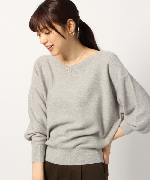 GLOBAL WORK(グローバルワーク)の「洗えるコットンカシミヤコンプルオーバー/792280(ニット/セーター・レディース・ダークグリーン/ベージュ/グレー/イエロー/ボルドー・SMALL/MEDIUM/LARGE)」の2枚目の写真