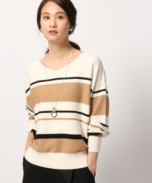 GLOBAL WORK(グローバルワーク)の「洗えるコットンカシミヤコンプルオーバー/792280(ニット/セーター・レディース・ダークグリーン/ベージュ/グレー/イエロー/ボルドー・SMALL/MEDIUM/LARGE)」の10枚目の写真