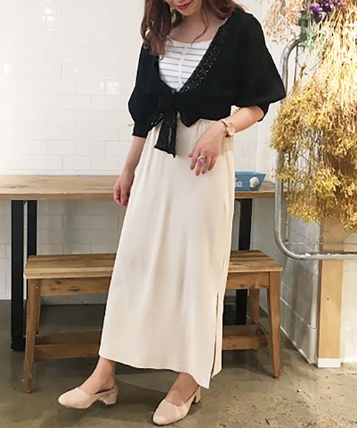 one after another NICE CLAUP（ワンアフターアナザーナイスクラップ）の「キャミ付き羽織りトップス（シャツ/ブラウス・レディース・ブラック/ベージュ/オフホワイト/ラベンダー・FREE）」の13枚目の写真