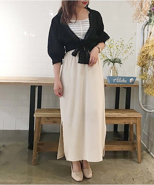 one after another NICE CLAUP（ワンアフターアナザーナイスクラップ）の「キャミ付き羽織りトップス（シャツ/ブラウス・レディース・ブラック/ベージュ/オフホワイト/ラベンダー・FREE）」の14枚目の写真