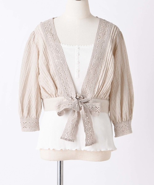 one after another NICE CLAUP（ワンアフターアナザーナイスクラップ）の「キャミ付き羽織りトップス（シャツ/ブラウス・レディース・ブラック/ベージュ/オフホワイト/ラベンダー・FREE）」の18枚目の写真