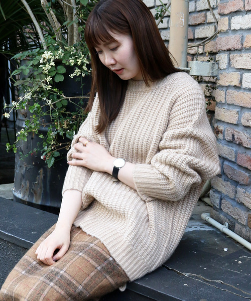 FREAK'S STORE(フリークスストア)の「芯白畦チュニックニット(ニット/セーター)」|ベージュ