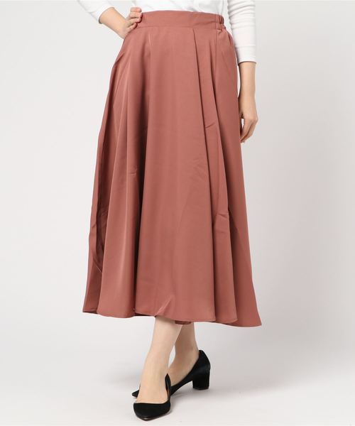 KOBE LETTUCE（コウベレタス）の「［レオパード柄・無地］起毛フリース裏地フロントタックマキシ丈フレアスカート＊レディース/裏起毛/ボトムス/ロング丈[M2321]神戸レタス（スカート・レディース・ブラック/ブルー/ボルドー/マスタード/ピンク系その他/レオパード/ライトベージュ/ブラック系その他・FREE）」の7枚目の写真