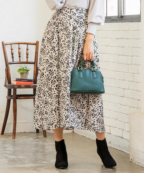 KOBE LETTUCE（コウベレタス）の「［レオパード柄・無地］起毛フリース裏地フロントタックマキシ丈フレアスカート＊レディース/裏起毛/ボトムス/ロング丈[M2321]神戸レタス（スカート・レディース・ブラック/ブルー/ボルドー/マスタード/ピンク系その他/レオパード/ライトベージュ/ブラック系その他・FREE）」の22枚目の写真