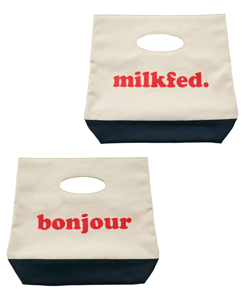 MILKFED.(ミルクフェド)の「BI COLOR MINI TOTE BAG(クラッチバッグ・レディース・ネイビー/ライトパープル/レッド・ONESIZE)」の2枚目の写真