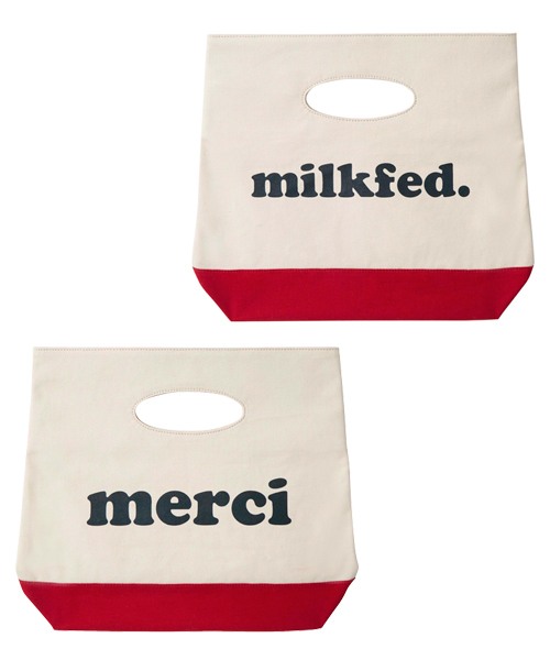 MILKFED.(ミルクフェド)の「BI COLOR MINI TOTE BAG(クラッチバッグ・レディース・ネイビー/ライトパープル/レッド・ONESIZE)」の3枚目の写真