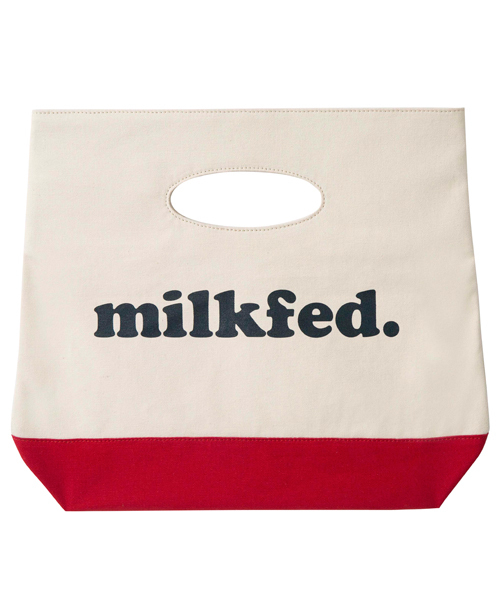 MILKFED.(ミルクフェド)の「BI COLOR MINI TOTE BAG(クラッチバッグ・レディース・ネイビー/ライトパープル/レッド・ONESIZE)」の5枚目の写真
