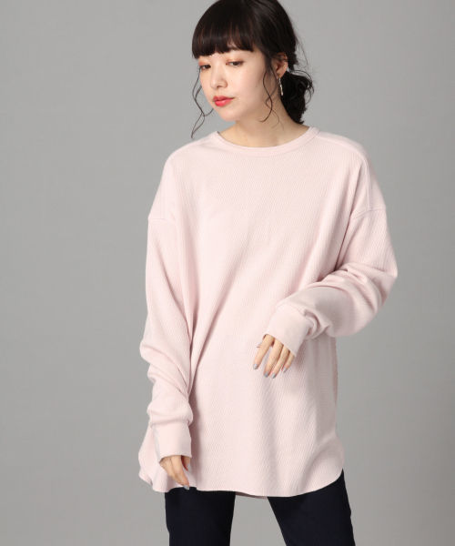 LOWRYS FARM（ローリーズファーム）の「ハニカムロンＴ　826824（Tシャツ/カットソー・レディース・オフホワイト/ブラック/ベージュ/ピンク・FREE）」の4枚目の写真