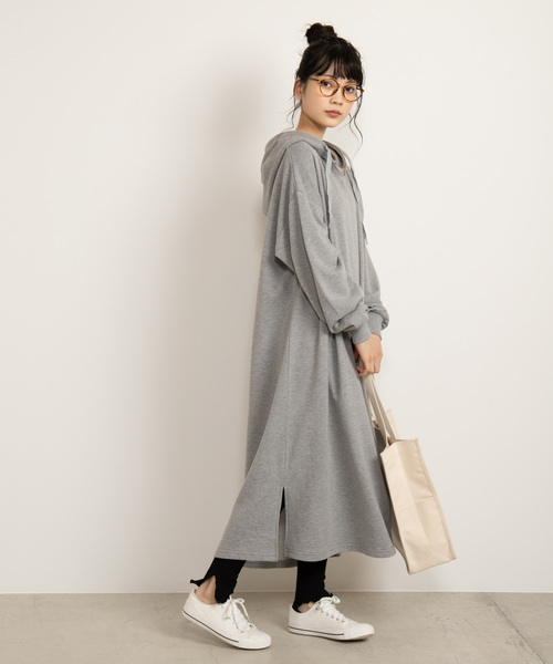 WEGO（ウィゴー）の「WEGO/レイヤードリブメロースリットレギンス10分丈（レギンス/スパッツ・レディース・ライトグレー/ブラック・FREE）」の4枚目の写真