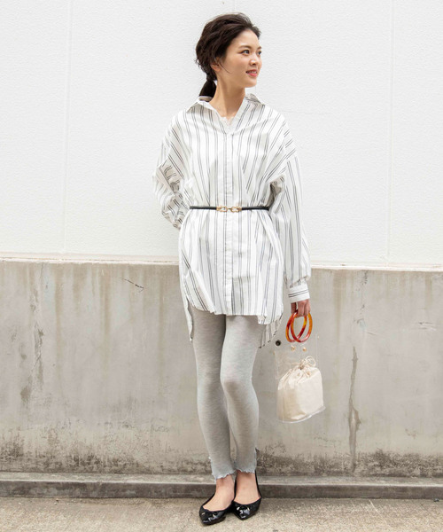 WEGO（ウィゴー）の「WEGO/レイヤードリブメロースリットレギンス10分丈（レギンス/スパッツ・レディース・ライトグレー/ブラック・FREE）」の13枚目の写真