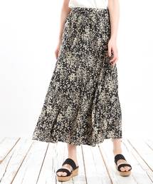 DISCOAT | モノトーン小花柄切替ロングスカート(スカート)