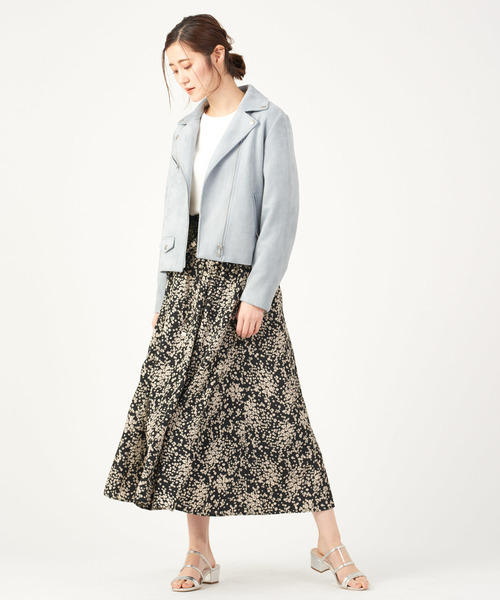DISCOAT（ディスコート）の「モノトーン小花柄切替ロングスカート（スカート・レディース・ブラック/グレー・FREE）」の5枚目の写真