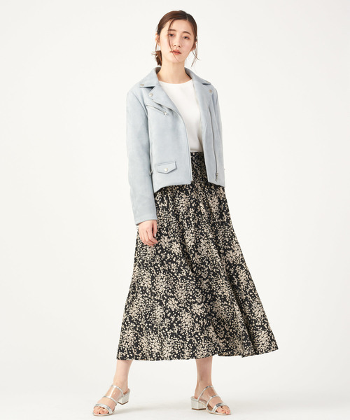 DISCOAT（ディスコート）の「モノトーン小花柄切替ロングスカート（スカート・レディース・ブラック/グレー・FREE）」の13枚目の写真