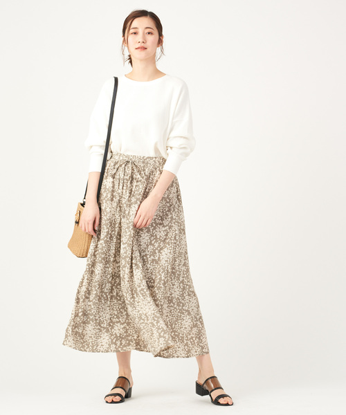 DISCOAT（ディスコート）の「モノトーン小花柄切替ロングスカート（スカート・レディース・ブラック/グレー・FREE）」の9枚目の写真